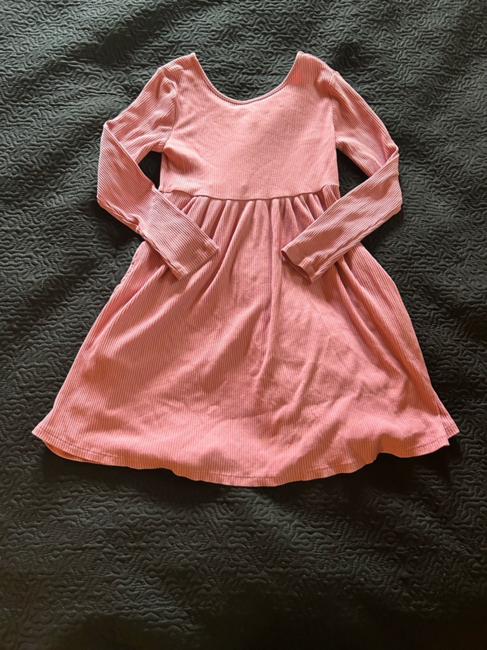 Old Navy Pink Ribbed Long-Sleeve Twirl Dress
